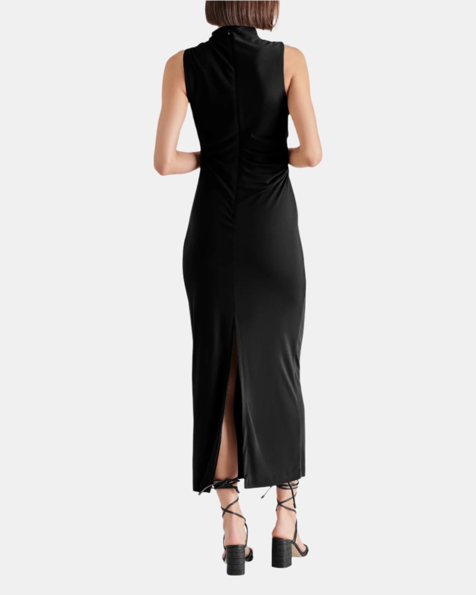 MO Black Mock Neck Midi Dress