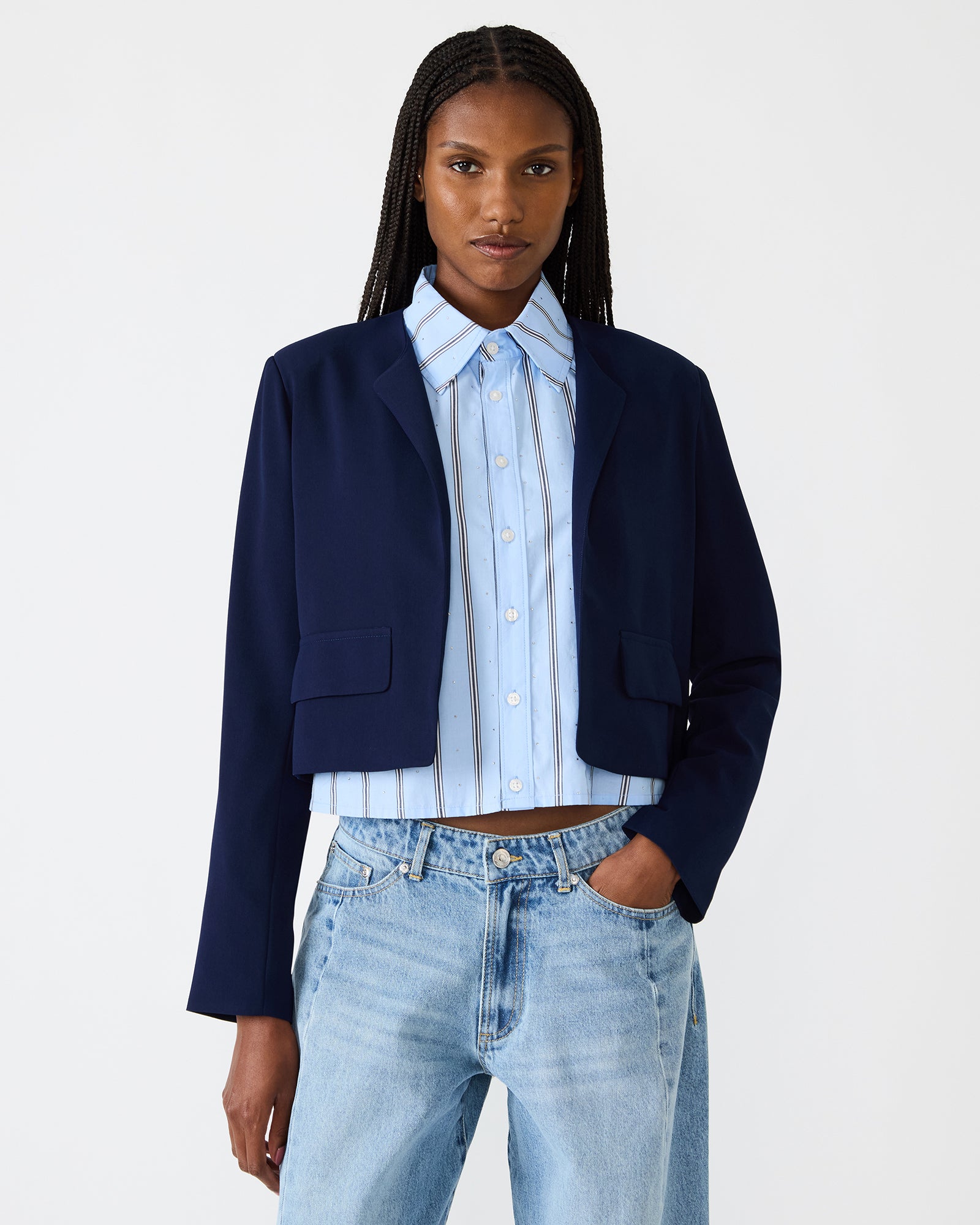 SERENEA BLAZER NAVY - Clothing - Steve Madden Canada - view 2