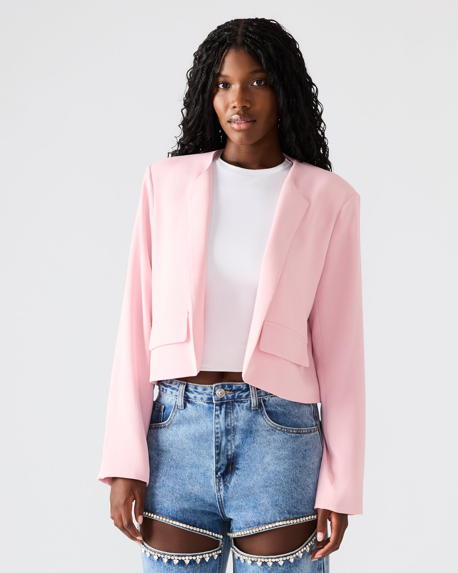 SERENEA BLAZER LIGHT PINK - Clothing - Steve Madden Canada - view 2