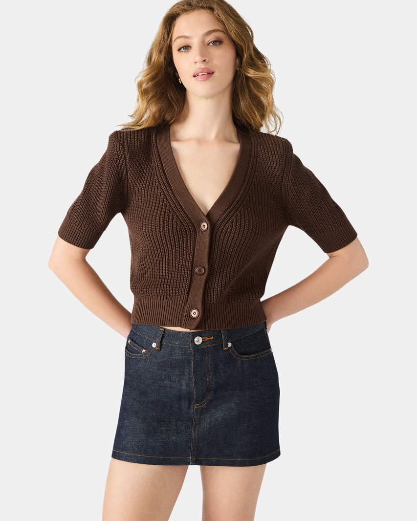JANAE CARDIGAN BROWN - Clothing - Steve Madden Canada
