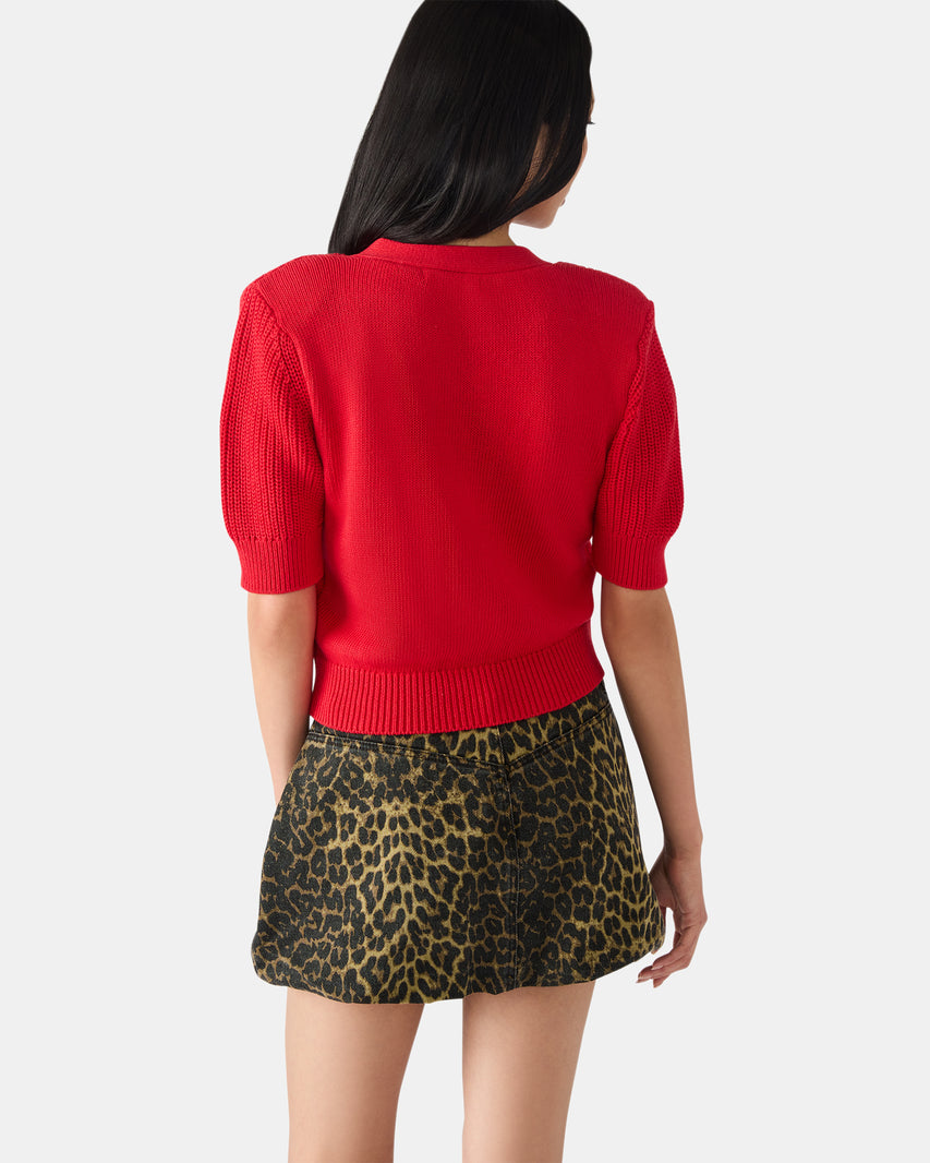 JANAE CARDIGAN RED - Clothing - Steve Madden Canada - view 4