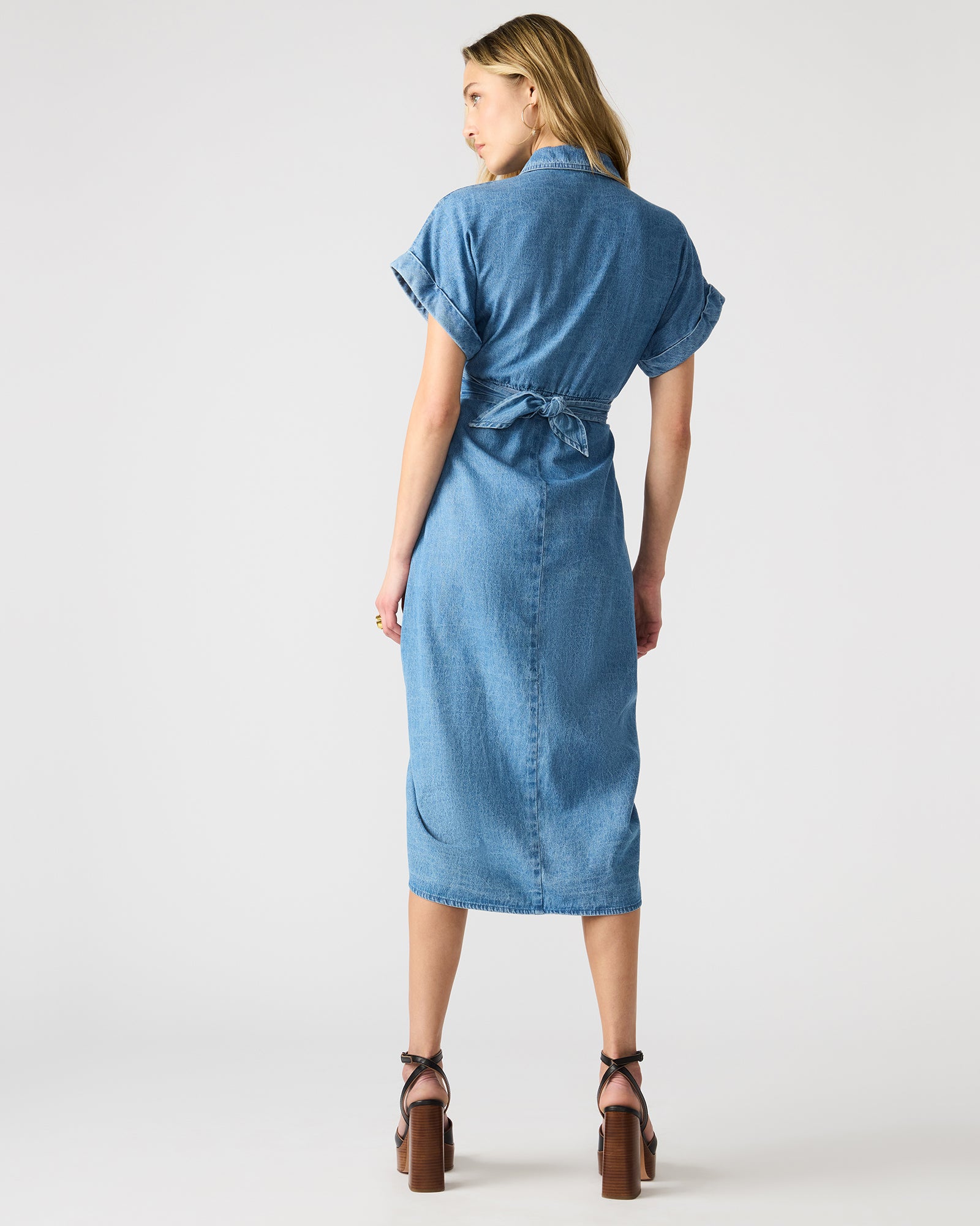 TORI Light Blue Denim Midi Dress | Women's Designer Clothing Steve Madden Canada TORI Light Blue Denim Midi Dress | Women's Designer Clothing Steve Madden Canada
