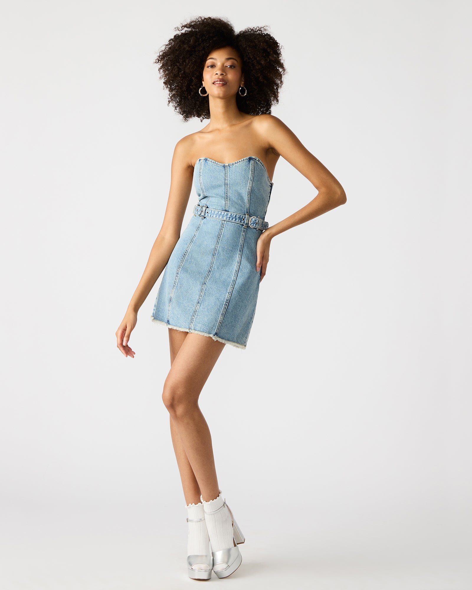 steve madden denim dress MATILDA Blue Denim Mini Dress