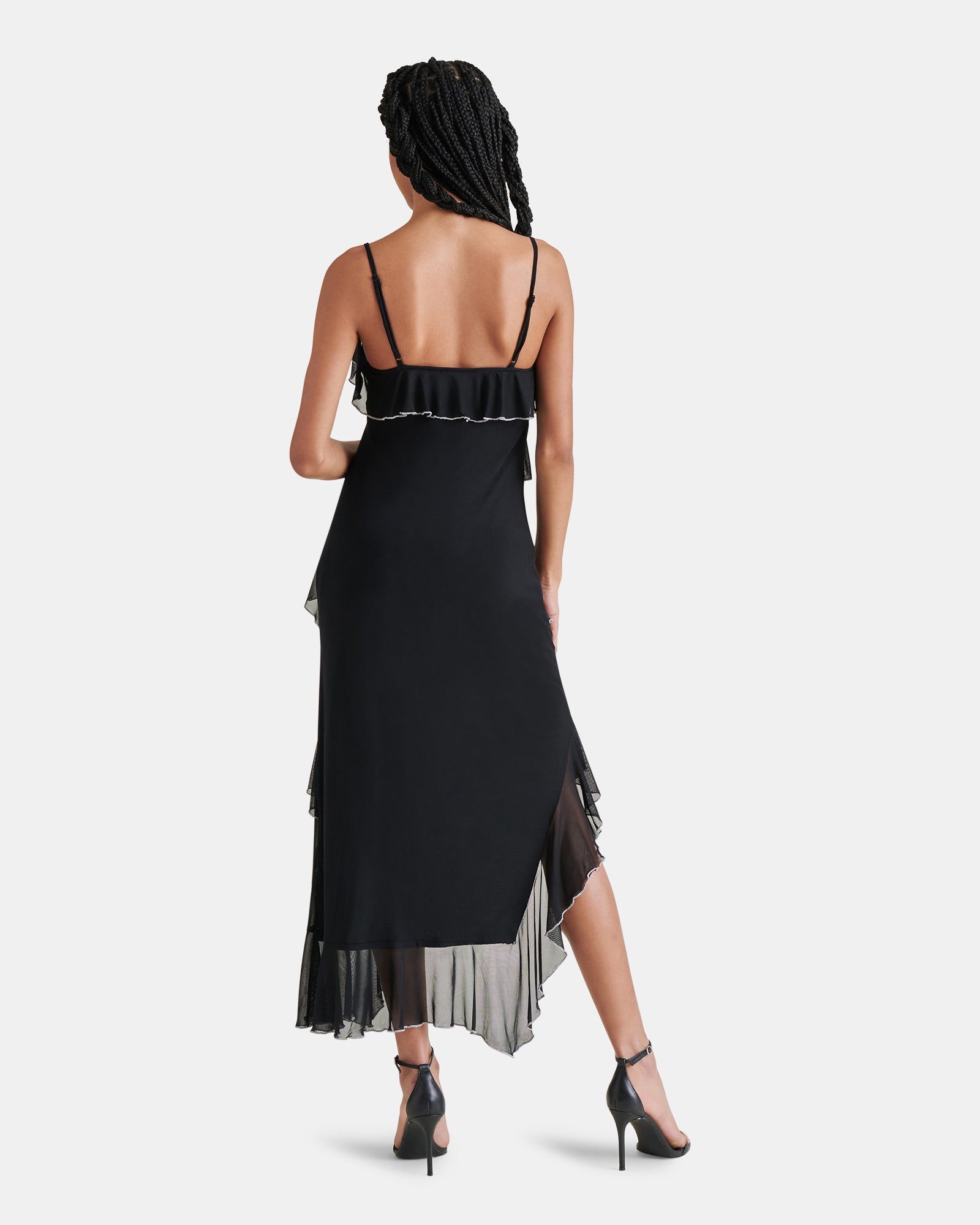 AIDA Flowy Midi Black Dress Women's Designer Dresses – Steve
