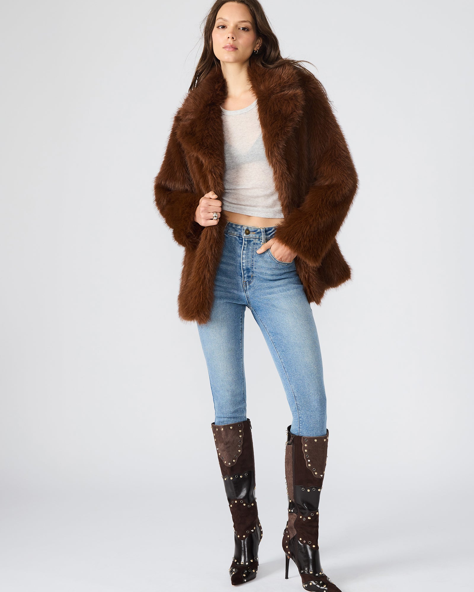 KINDRA COAT BROWN - Clothing - Steve Madden Canada - view 5