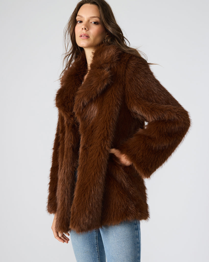 KINDRA COAT BROWN - Clothing - Steve Madden Canada - view 3
