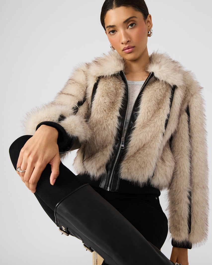CHARMAINE JACKET NATURAL - Clothing - Steve Madden Canada