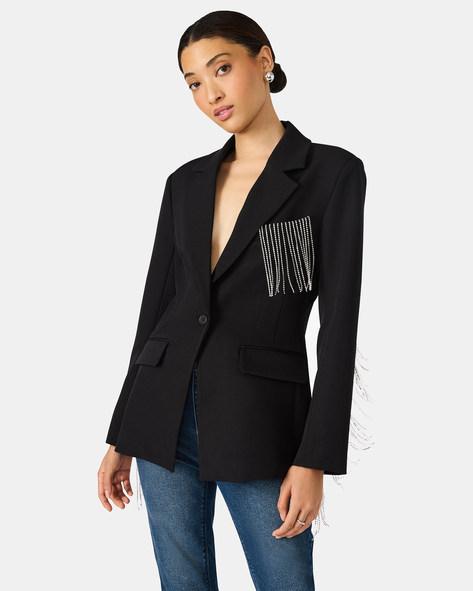 GEM BLAZER BLACK - Clothing - Steve Madden Canada - view 3