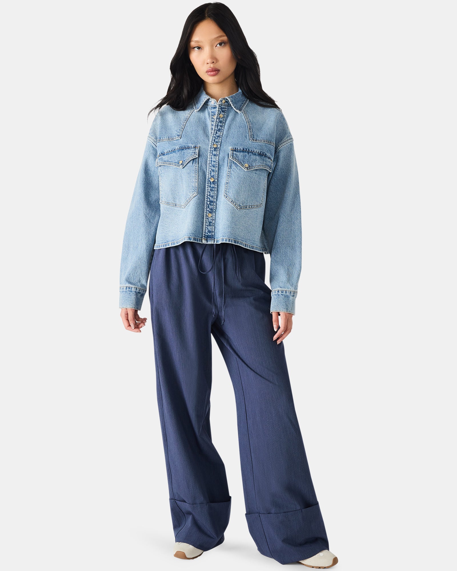 RAFI TOP LIGHT BLUE DENIM - Clothing - Steve Madden Canada - view 2