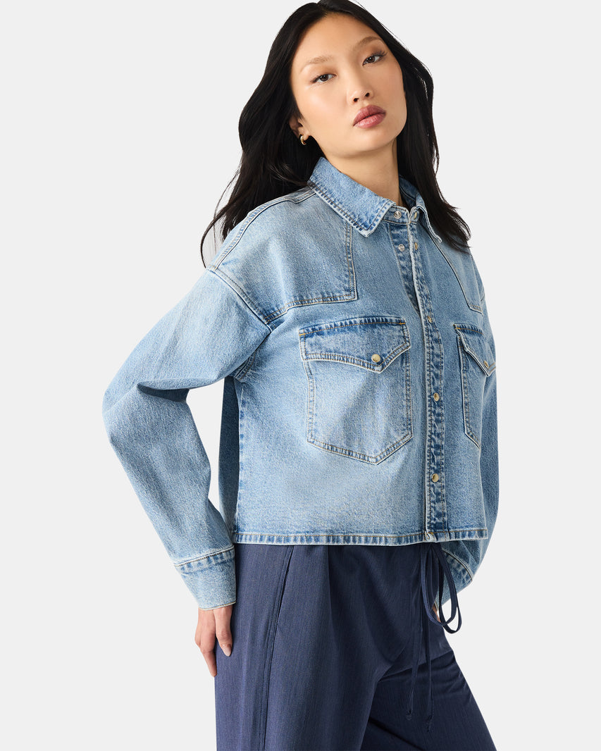 RAFI TOP LIGHT BLUE DENIM - Clothing - Steve Madden Canada - view 4