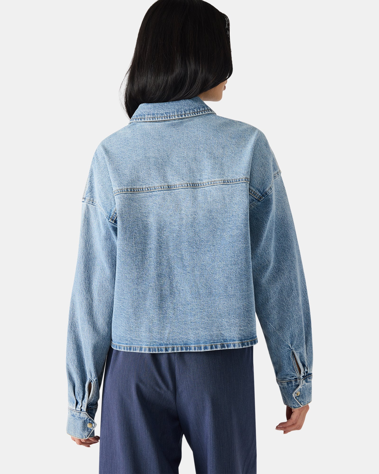 RAFI TOP LIGHT BLUE DENIM - Clothing - Steve Madden Canada - view 3