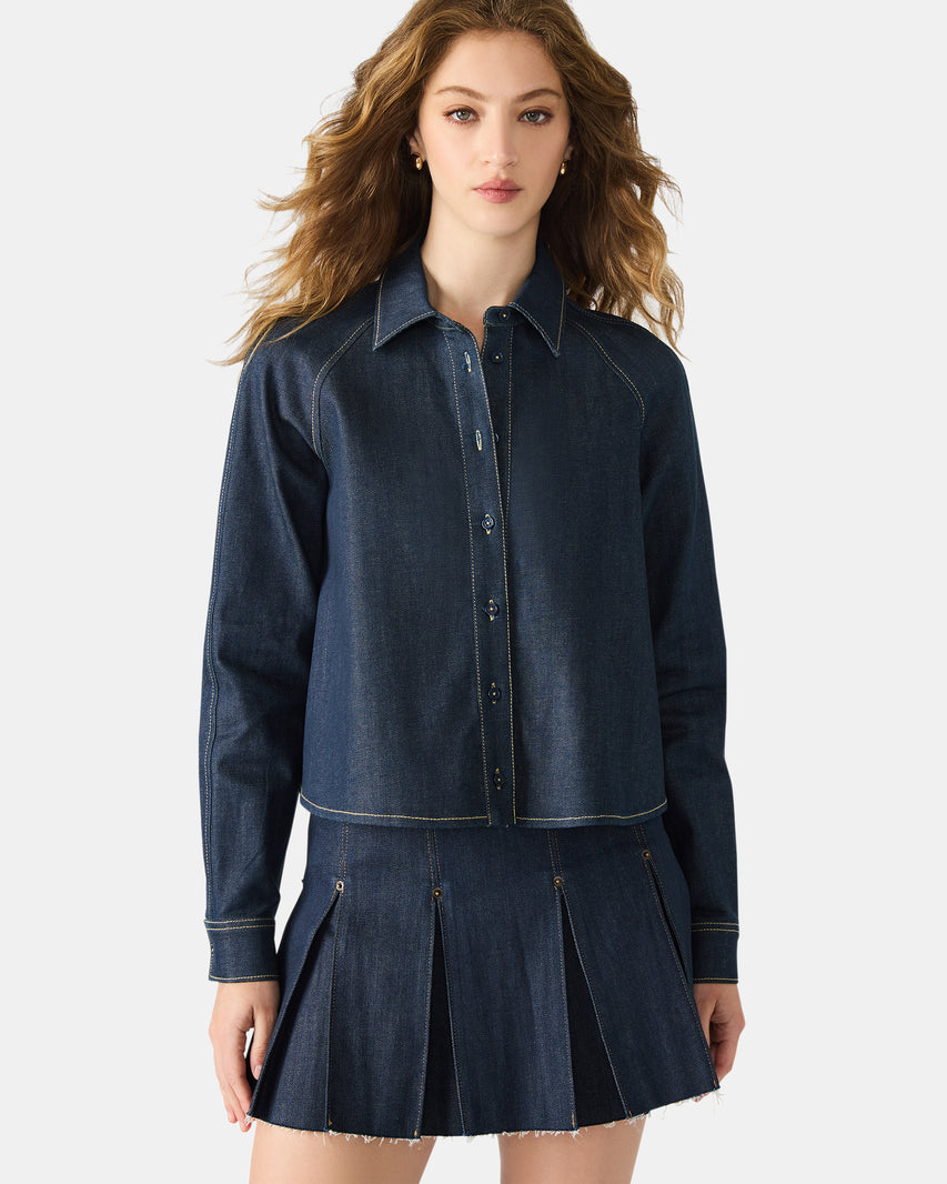 TESSIE TOP DARK BLUE DENIM - Clothing - Steve Madden Canada - view 5