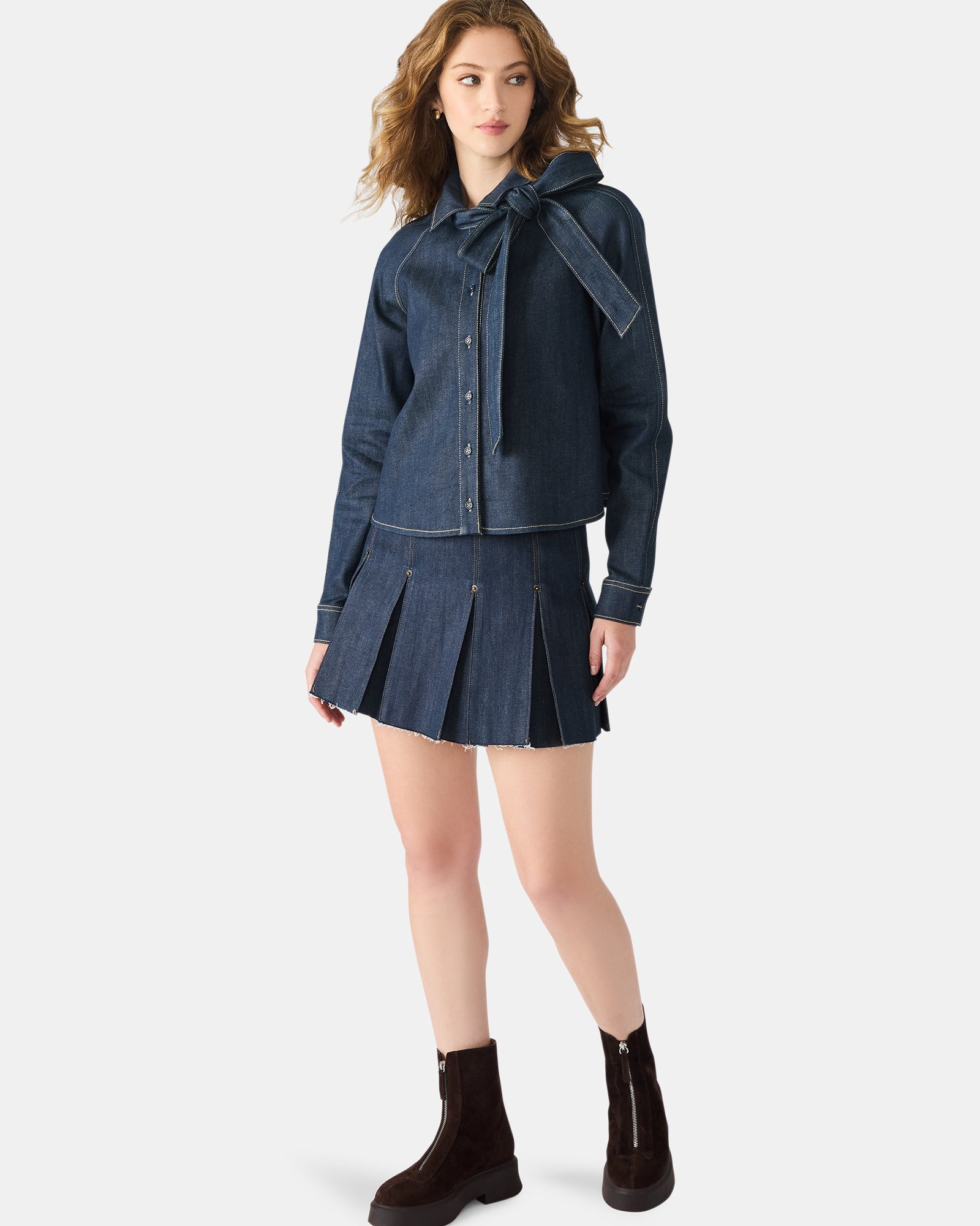 TESSIE TOP DARK BLUE DENIM - Clothing - Steve Madden Canada - view 3