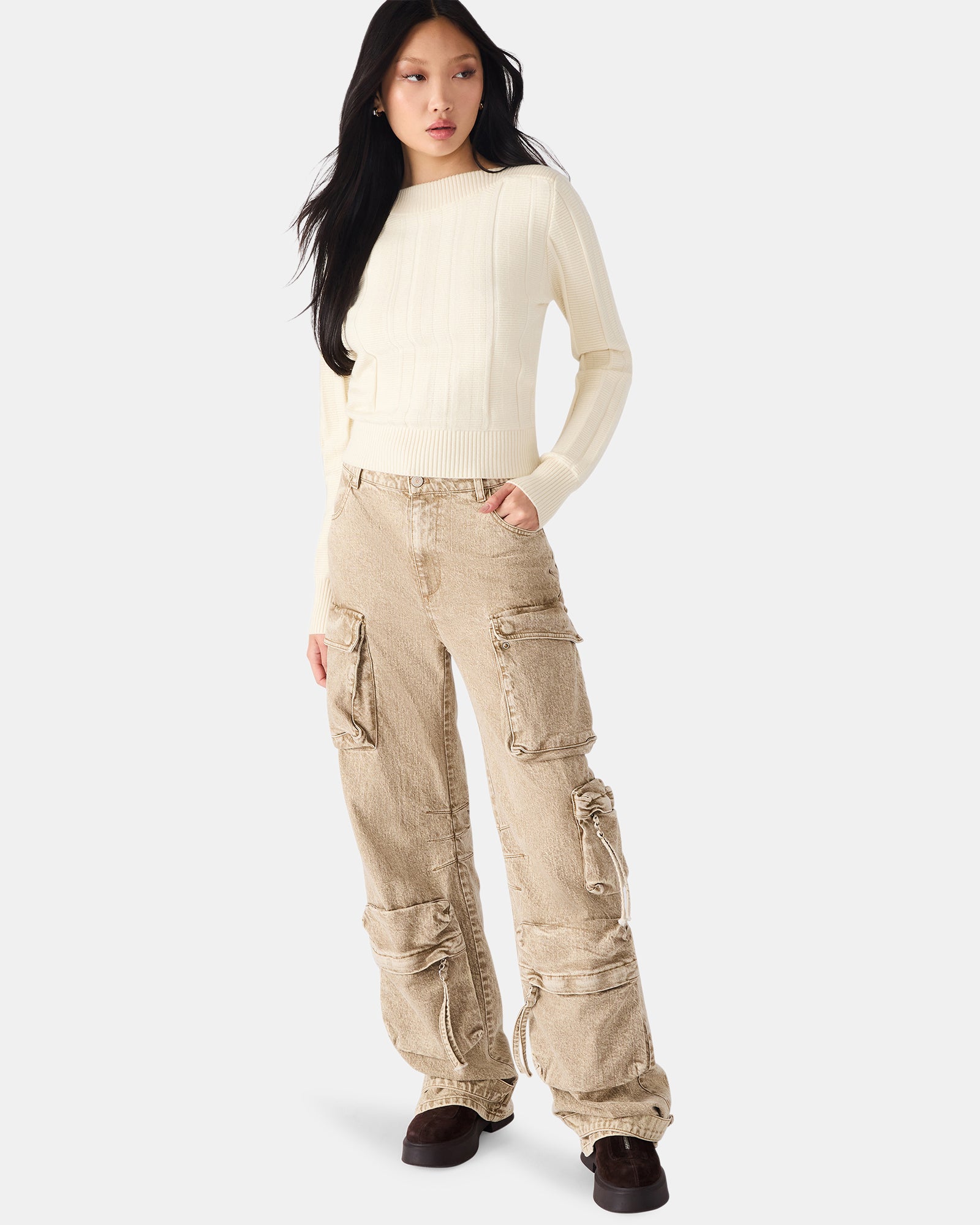 SERRA SWEATER WHITE - Clothing - Steve Madden Canada - view 4