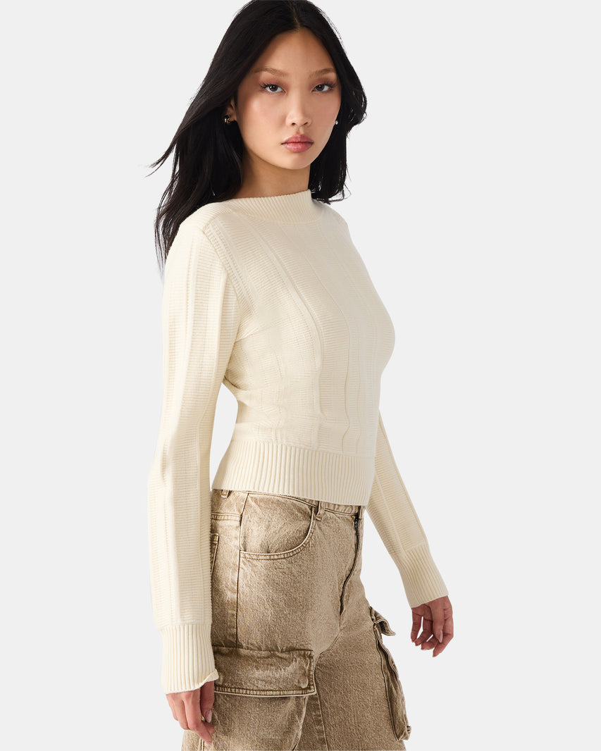 SERRA SWEATER WHITE - Clothing - Steve Madden Canada - view 3