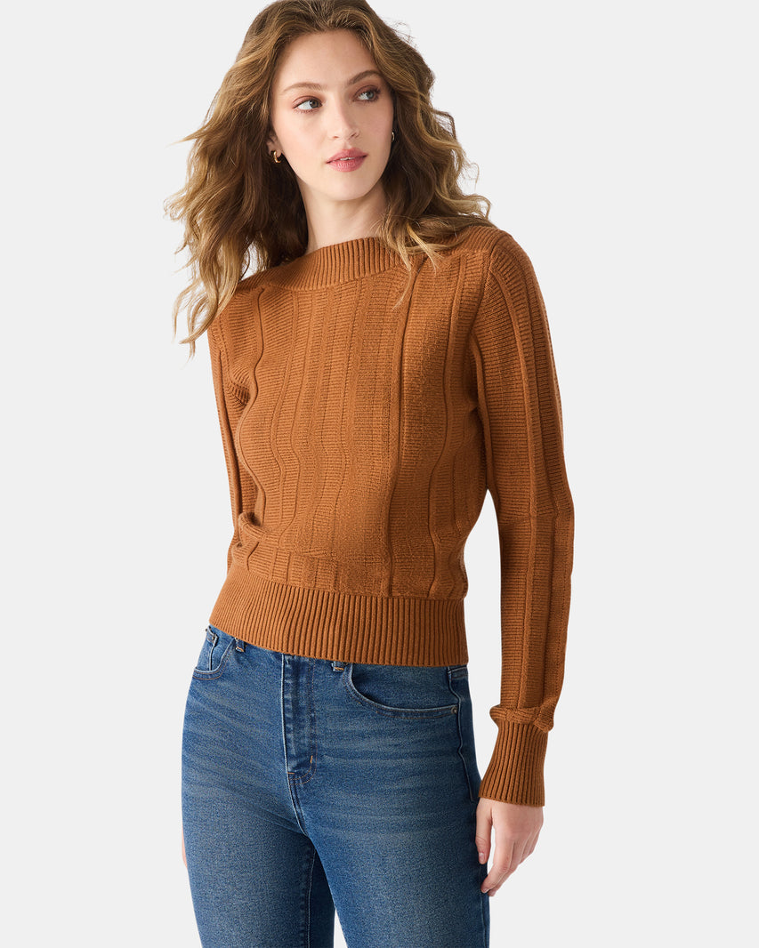 SERRA SWEATER COGNAC - Clothing - Steve Madden Canada - view 4