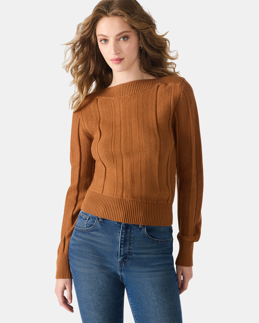 SERRA SWEATER COGNAC - Clothing - Steve Madden Canada - view 2