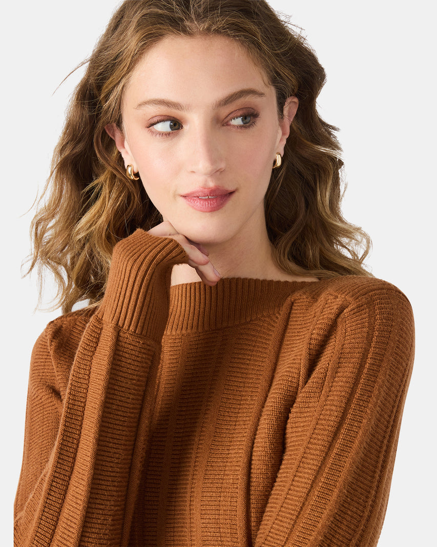 SERRA SWEATER COGNAC - Clothing - Steve Madden Canada - view 3