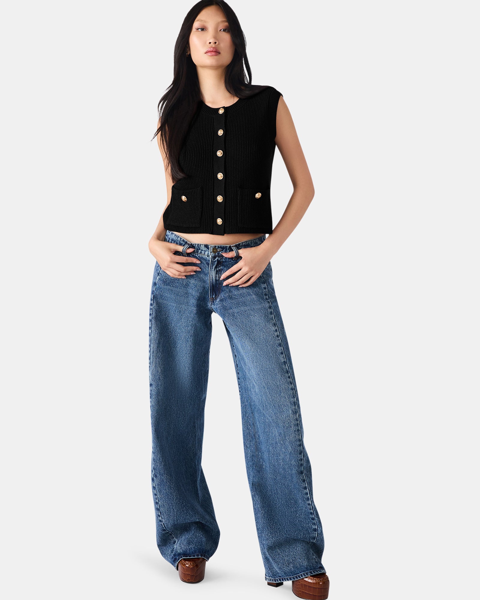 ALIYA SWEATER VEST BLACK - Clothing - Steve Madden Canada - view 2