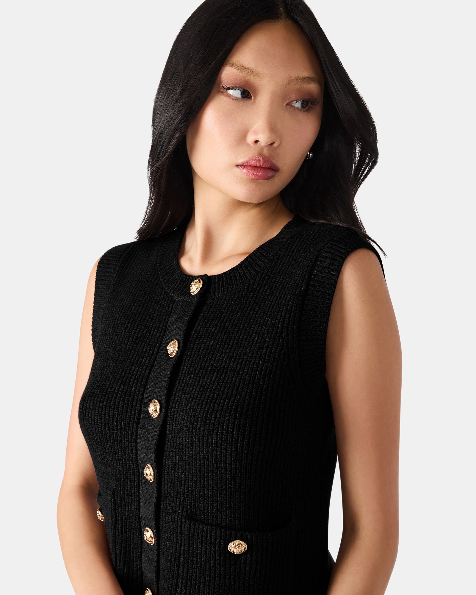 ALIYA SWEATER VEST BLACK - Clothing - Steve Madden Canada - view 3