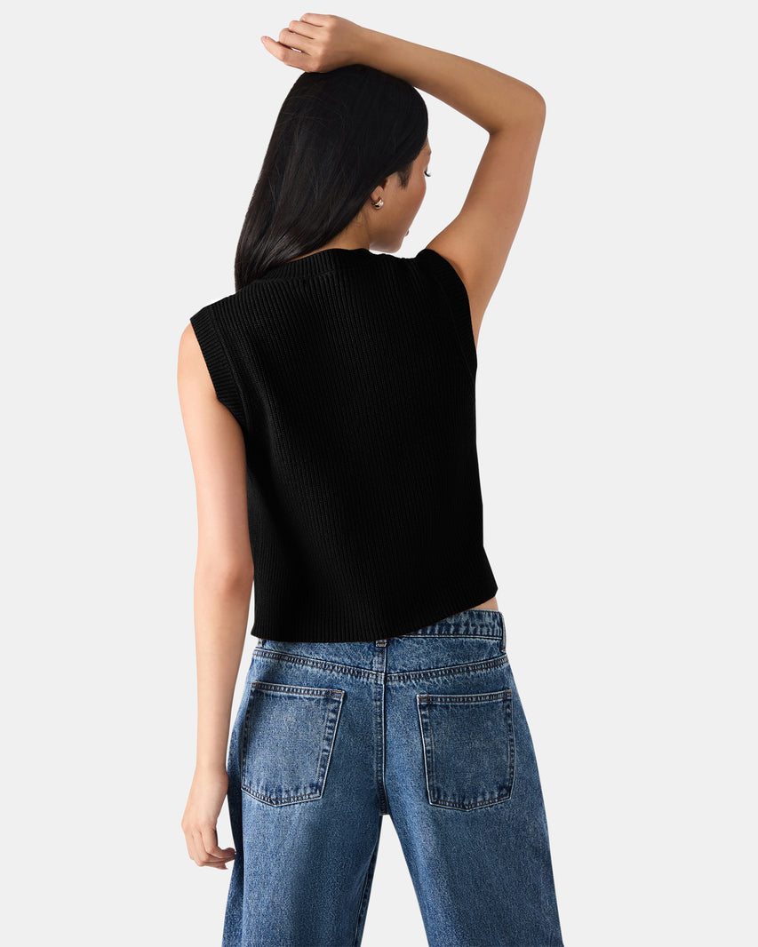 ALIYA SWEATER VEST BLACK - Clothing - Steve Madden Canada - view 4