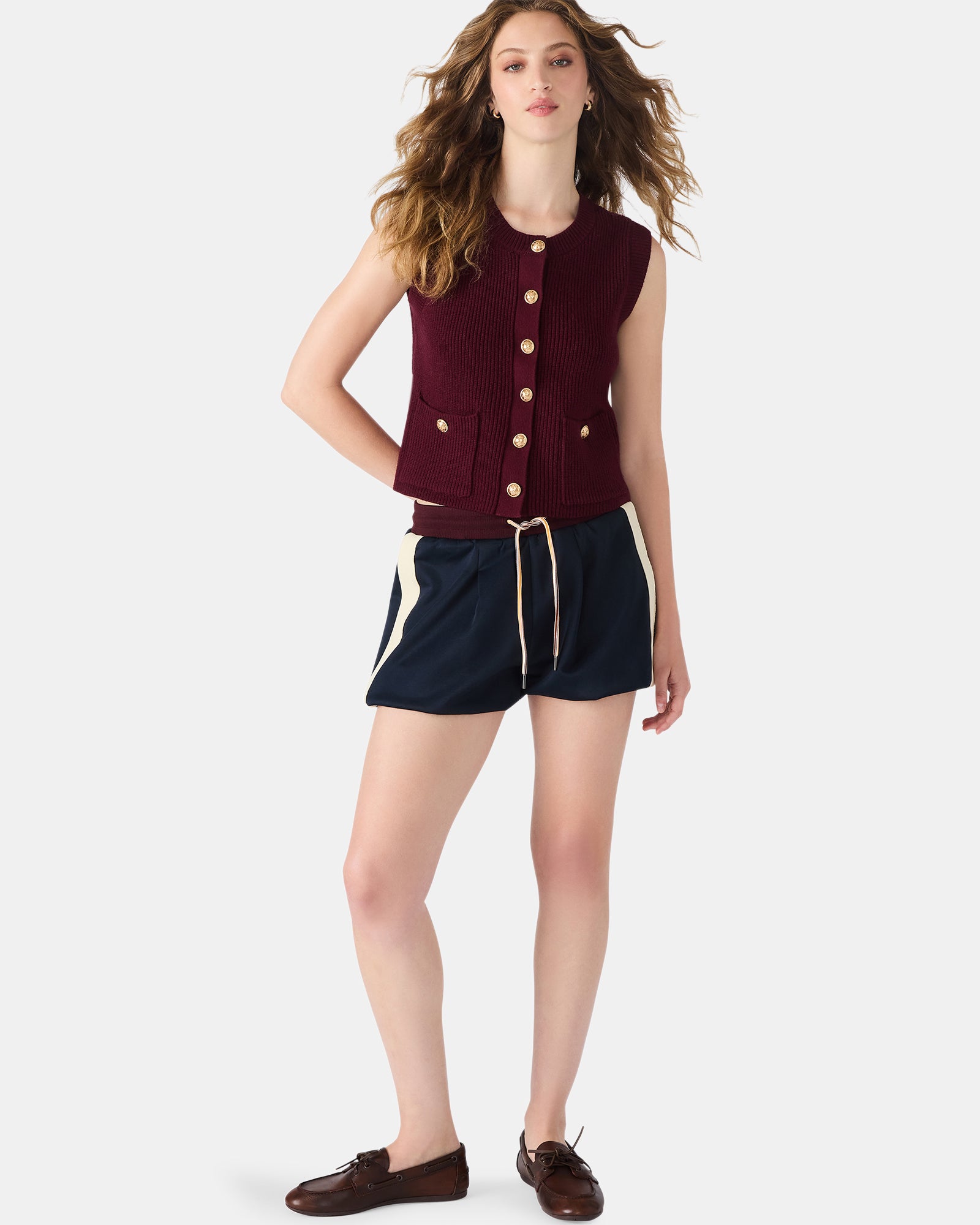 ALIYA SWEATER VEST WINE - Clothing - Steve Madden Canada - view 3