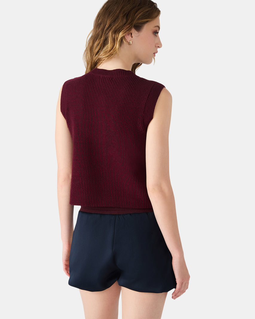 ALIYA SWEATER VEST WINE - Clothing - Steve Madden Canada - view 4