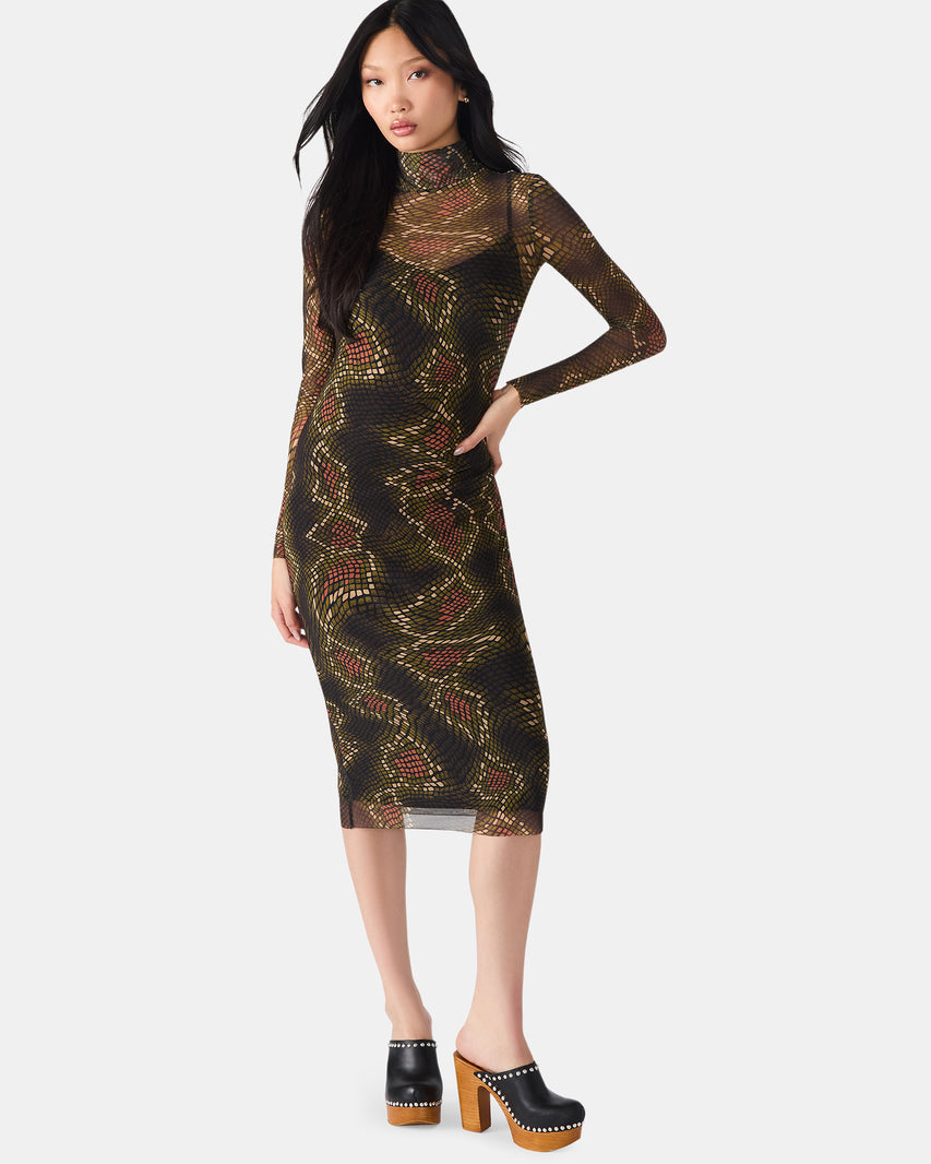 VIVIENNE DRESS BROWN EXOTIC - Clothing - Steve Madden Canada