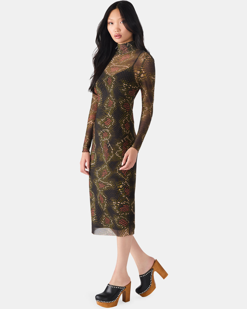 VIVIENNE DRESS BROWN EXOTIC - Clothing - Steve Madden Canada