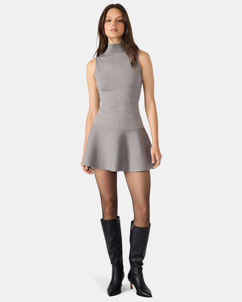 BRESLIN Grey Mini Sweater Dress Women's Designer Dresses – Steve