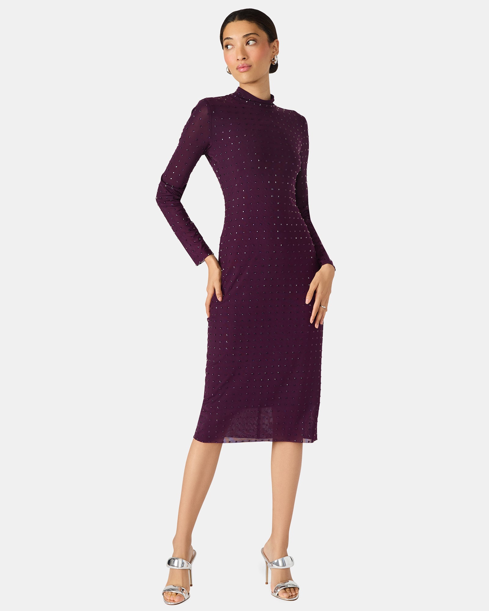 KRISTA MIDI DRESS PURPLE - Clothing - Steve Madden Canada - view 3