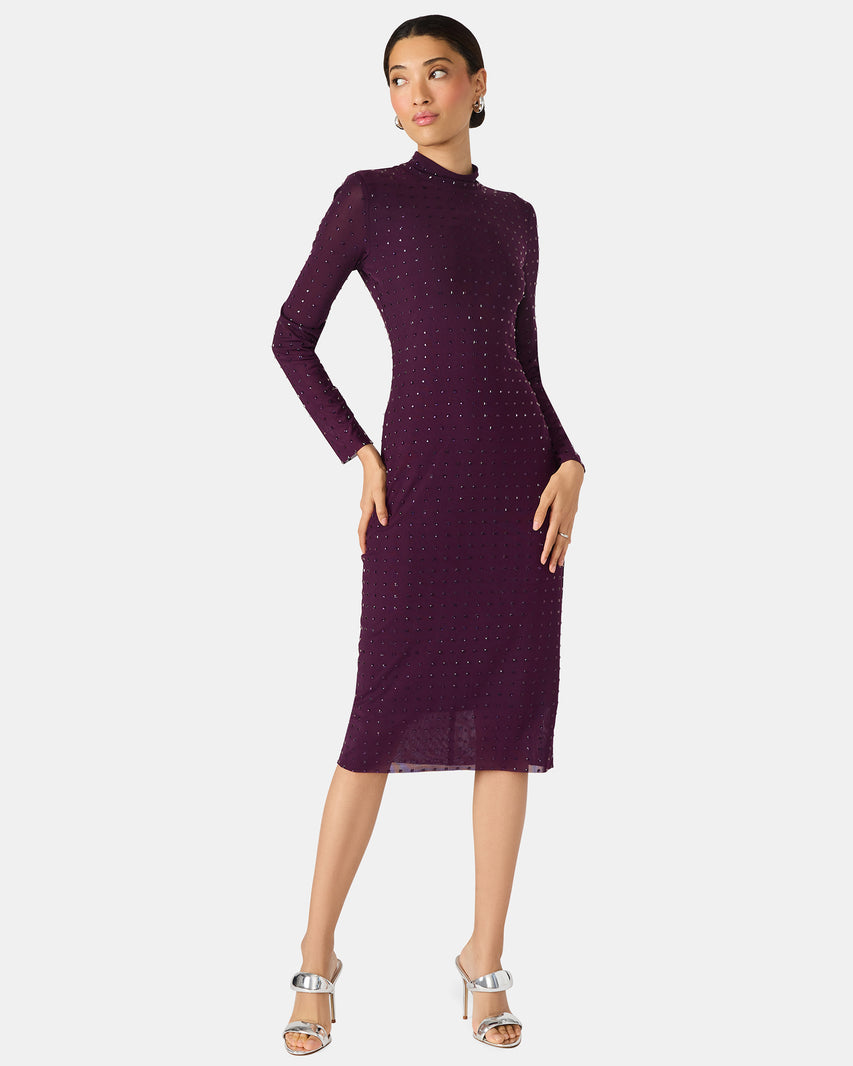 KRISTA MIDI DRESS PURPLE - Clothing - Steve Madden Canada - view 3