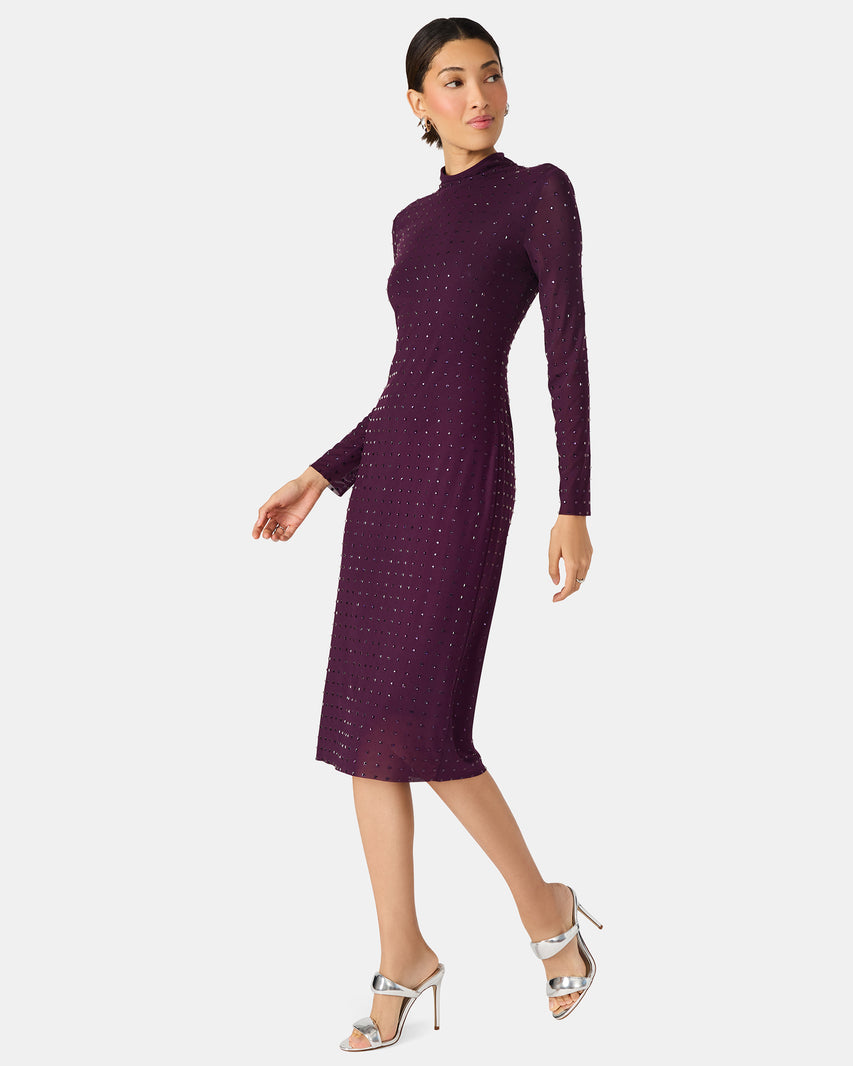 KRISTA MIDI DRESS PURPLE - Clothing - Steve Madden Canada - view 4
