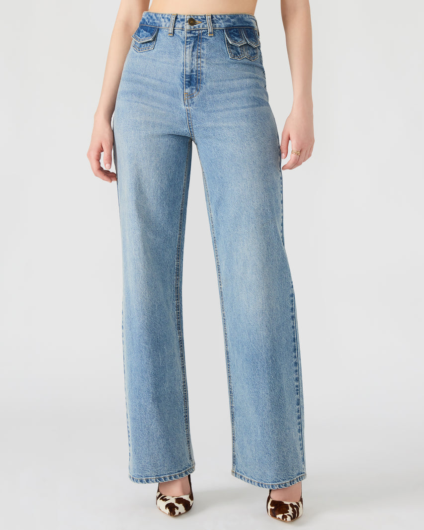 GERALDINE JEAN LIGHT BLUE DENIM - Clothing - Steve Madden Canada