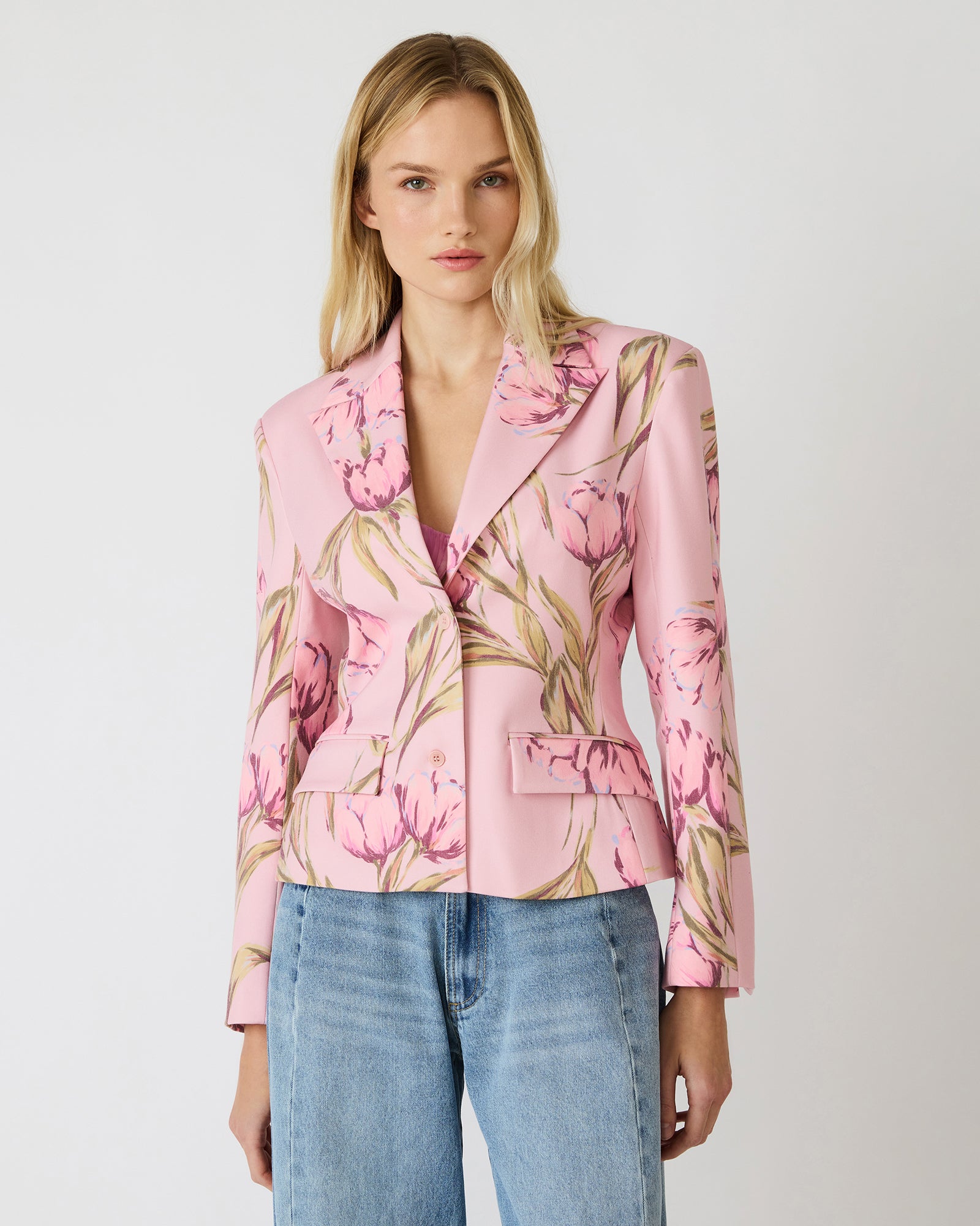 REGINA BLAZER PINK MULTI - Clothing - Steve Madden Canada