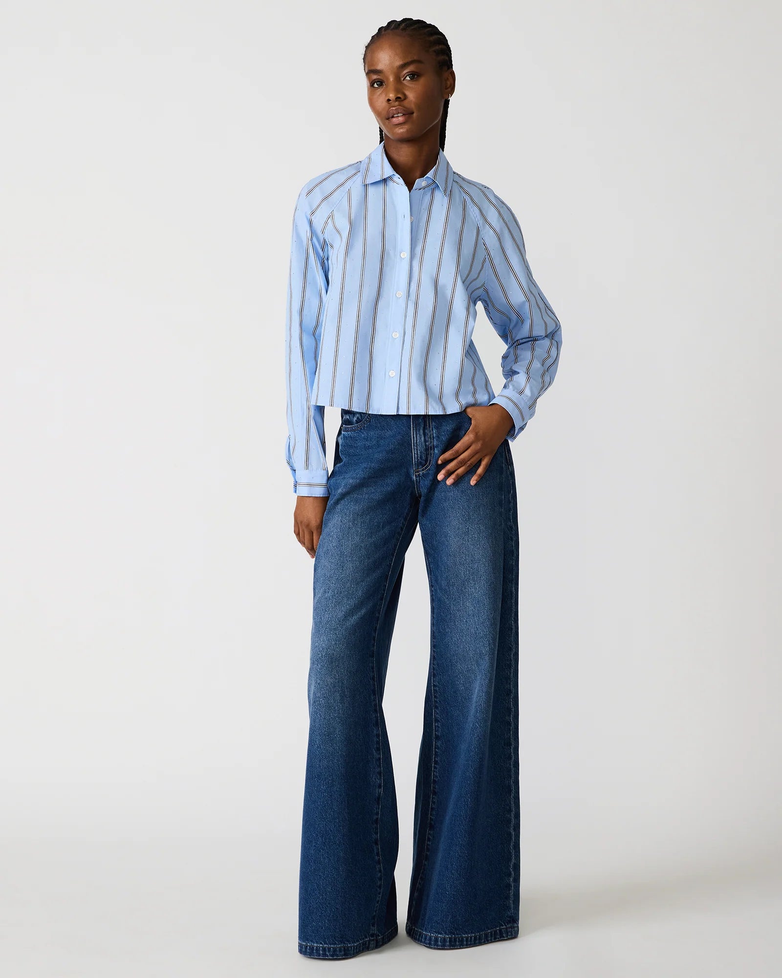 TESS BLUE RHINESTONES TOP - Clothing - Steve Madden Canada