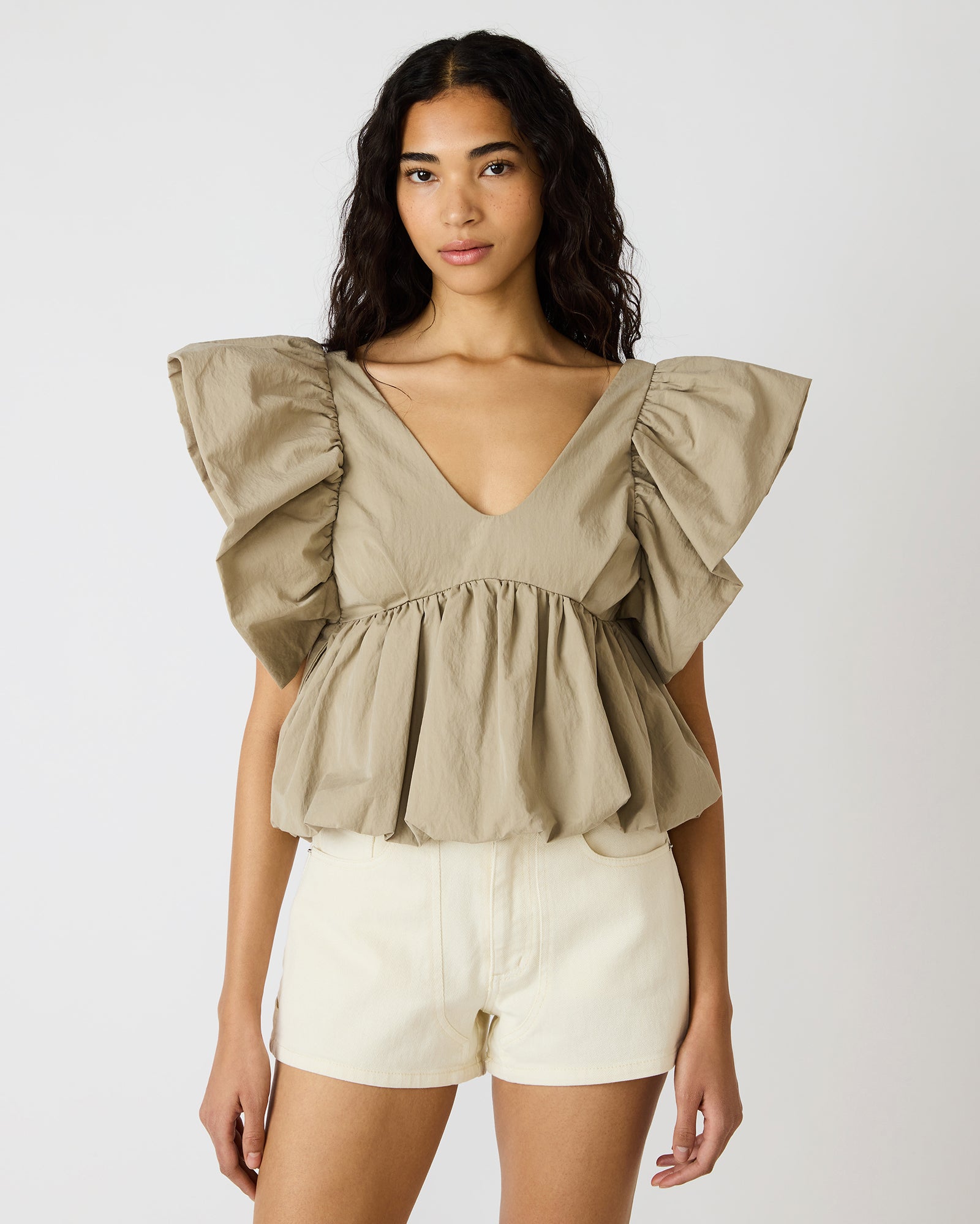 SASKYA TOP KHAKI - Clothing - Steve Madden Canada