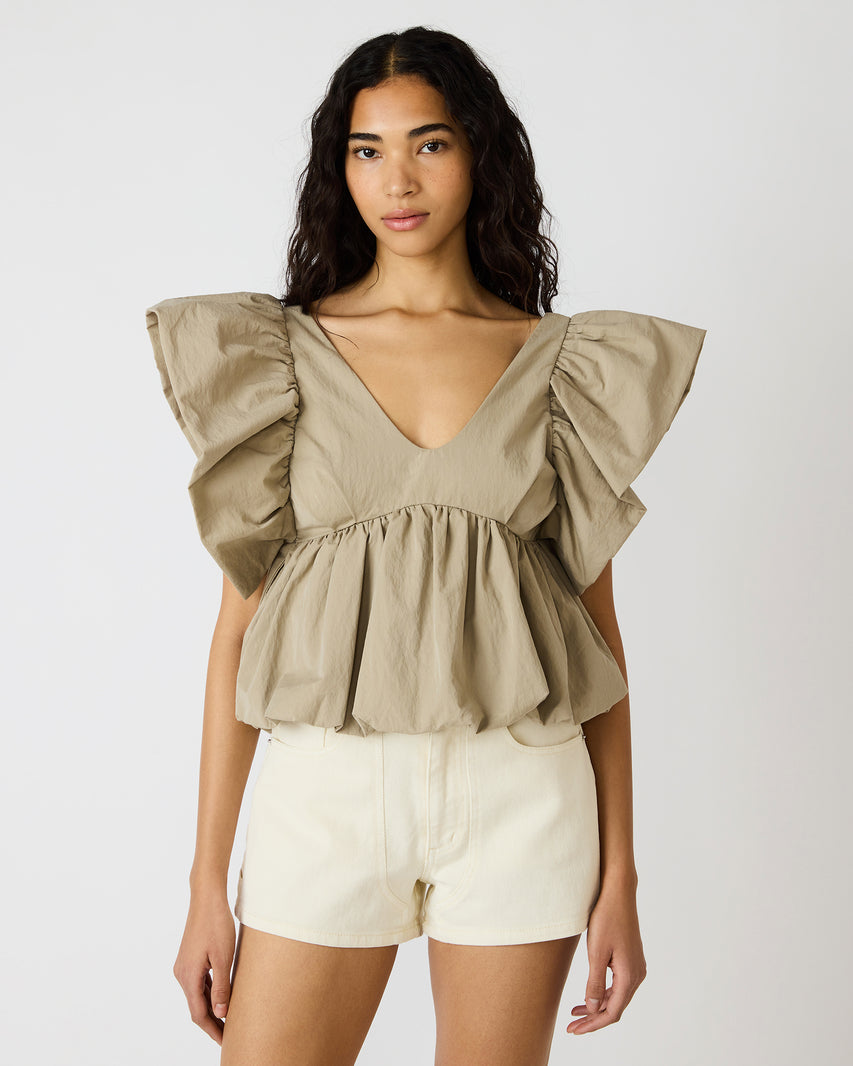 SASKYA TOP KHAKI - Clothing - Steve Madden Canada