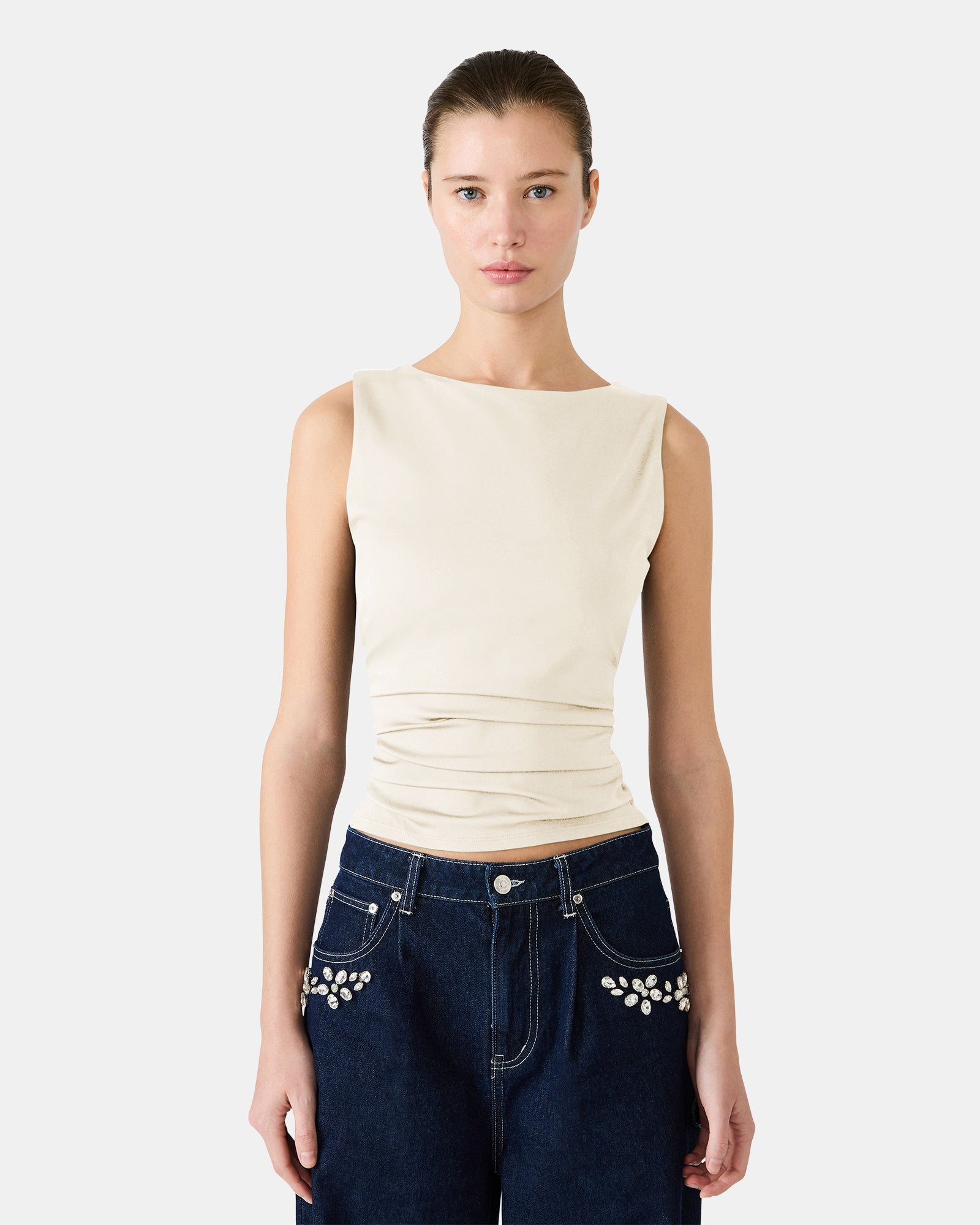 ADAIR KNIT TOP WHITE - Clothing - Steve Madden Canada
