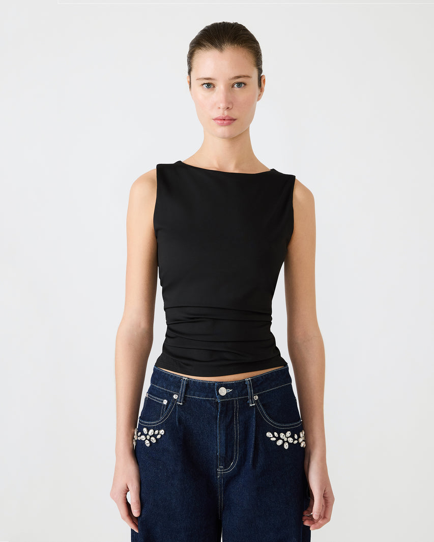 ADAIR KNIT TOP BLACK - Clothing - Steve Madden Canada