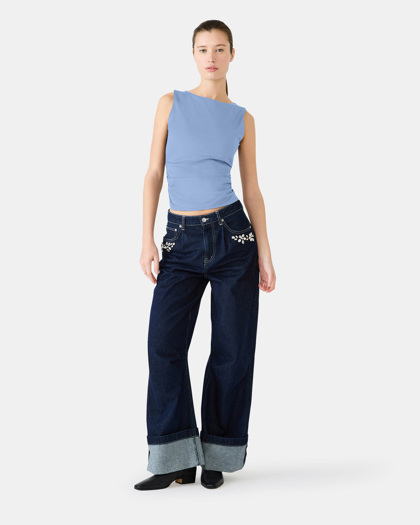 ADAIR KNIT TOP BLUE - Clothing - Steve Madden Canada