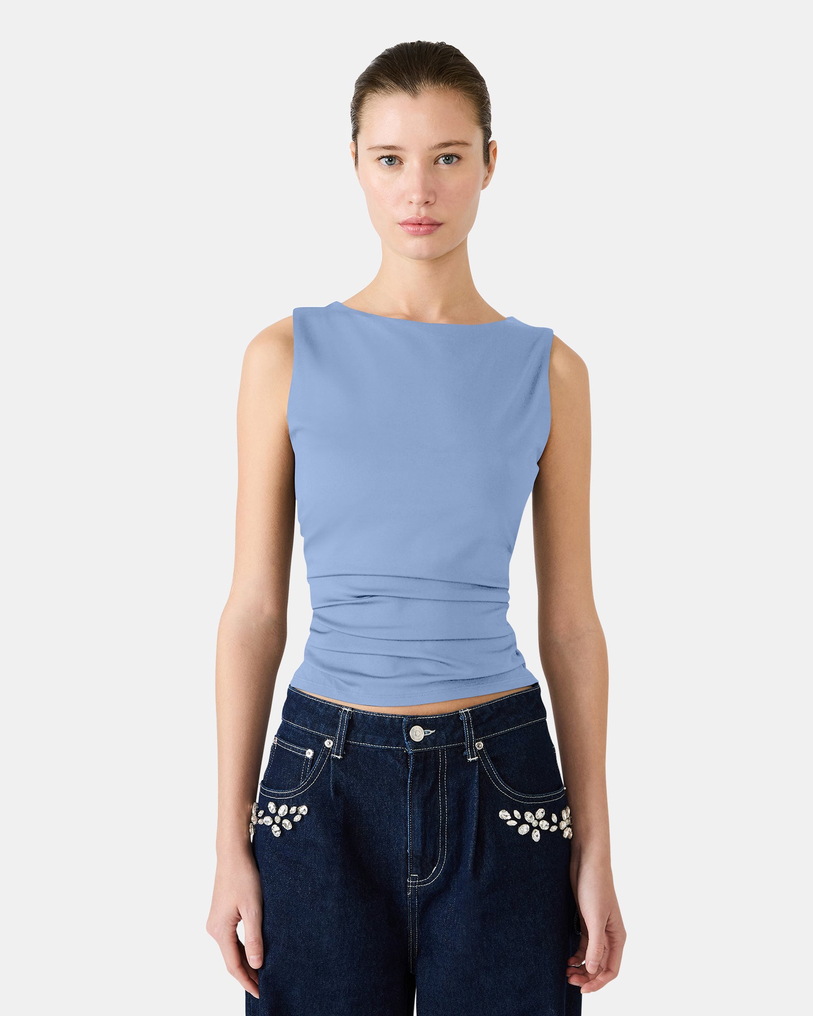 ADAIR KNIT TOP BLUE - Clothing - Steve Madden Canada