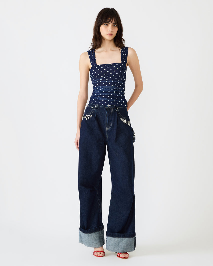 RORRY POLKA DOT KNIT TOP BLUE EXOTIC - Clothing - Steve Madden Canada - view 2