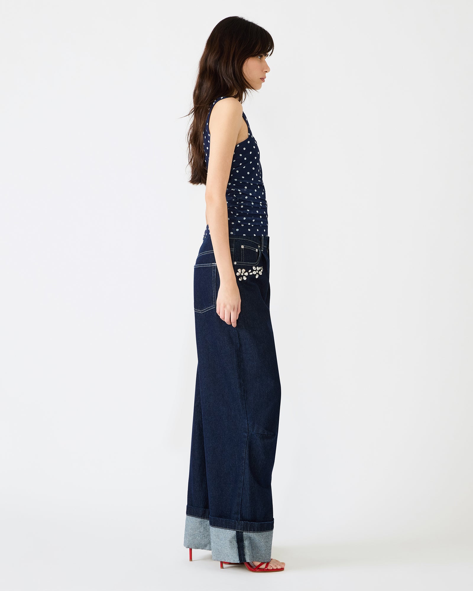 RORRY POLKA DOT KNIT TOP BLUE EXOTIC - Clothing - Steve Madden Canada - view 3