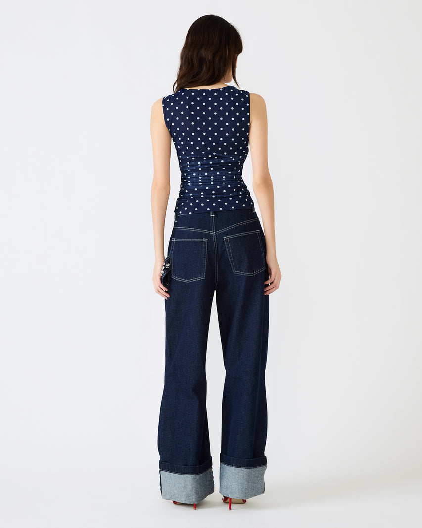 RORRY POLKA DOT KNIT TOP BLUE EXOTIC - Clothing - Steve Madden Canada - view 5