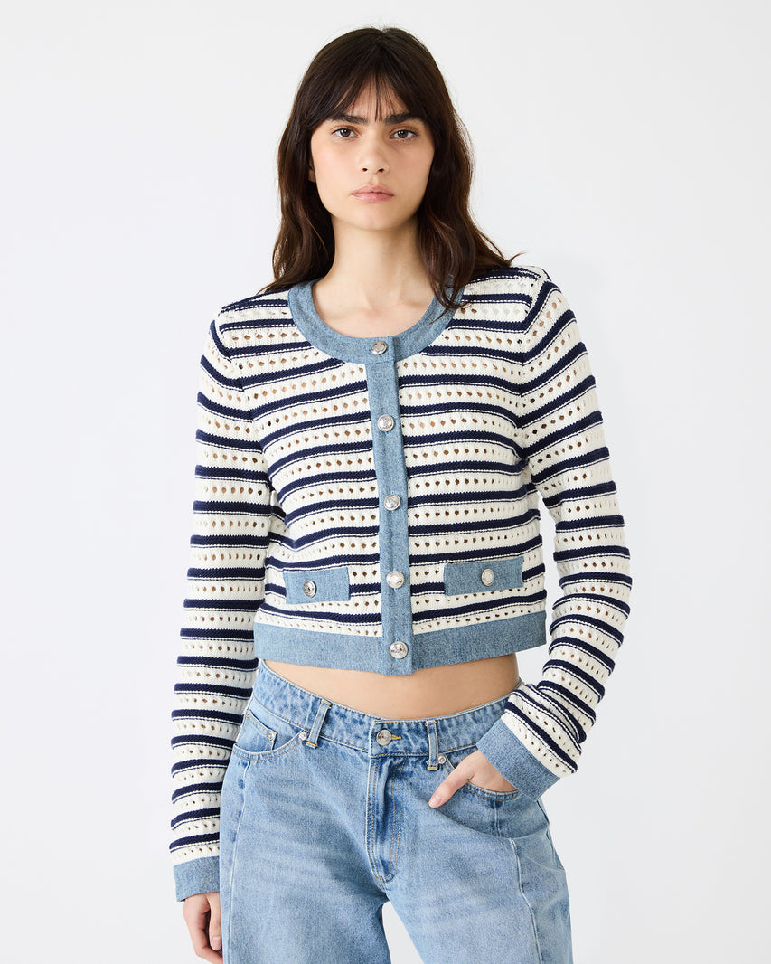 CASETTE CARDIGAN WHITE - Clothing - Steve Madden Canada - view 2