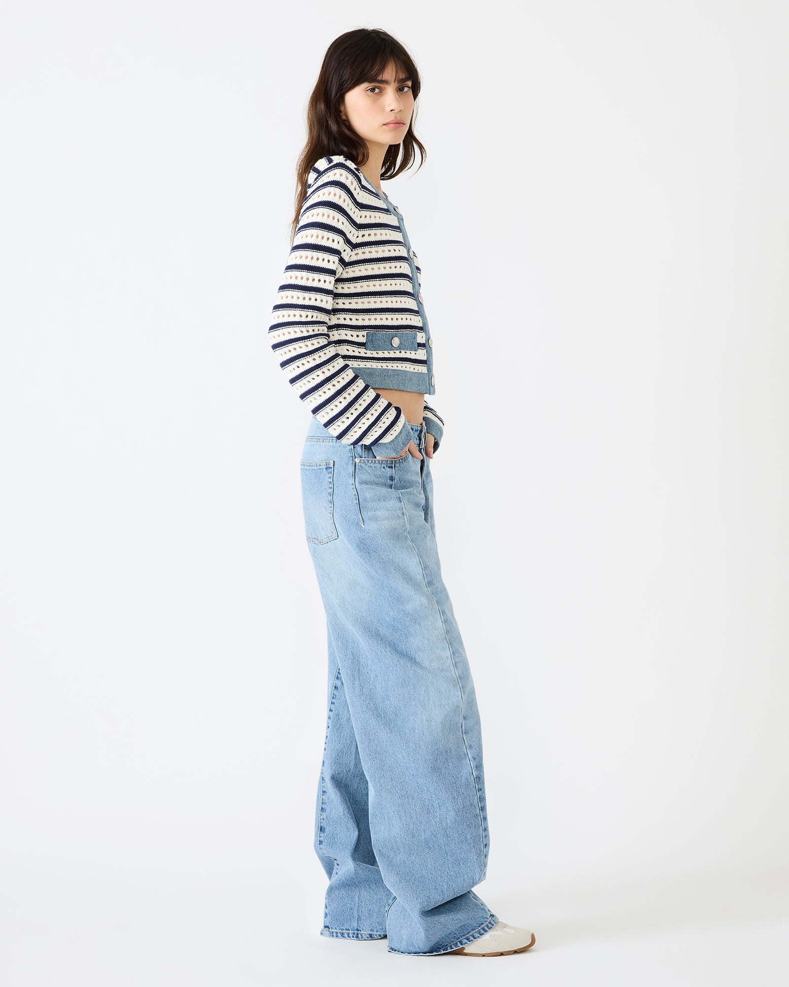 CASETTE CARDIGAN WHITE - Clothing - Steve Madden Canada - view 3
