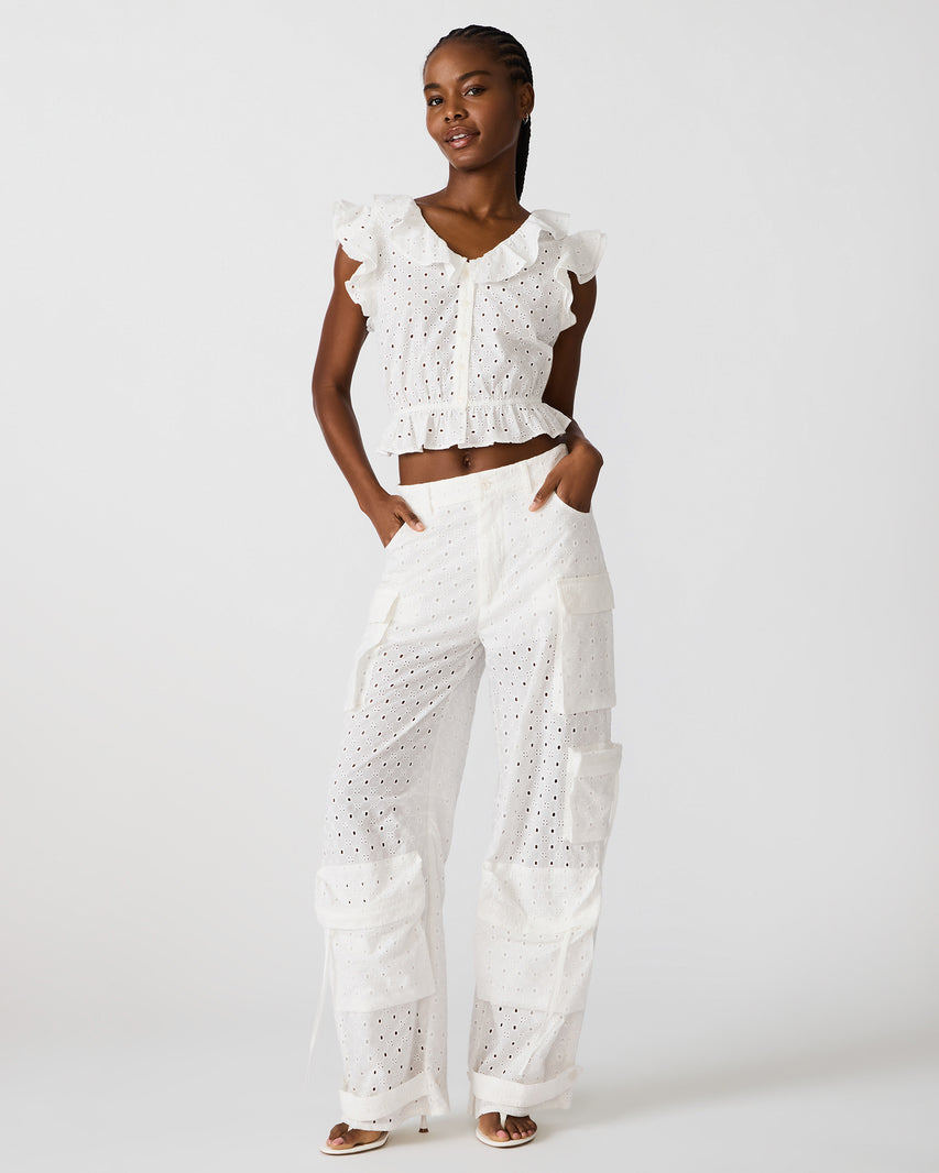 DUO PANT EYELET WHITE - Clothing - Steve Madden Canada