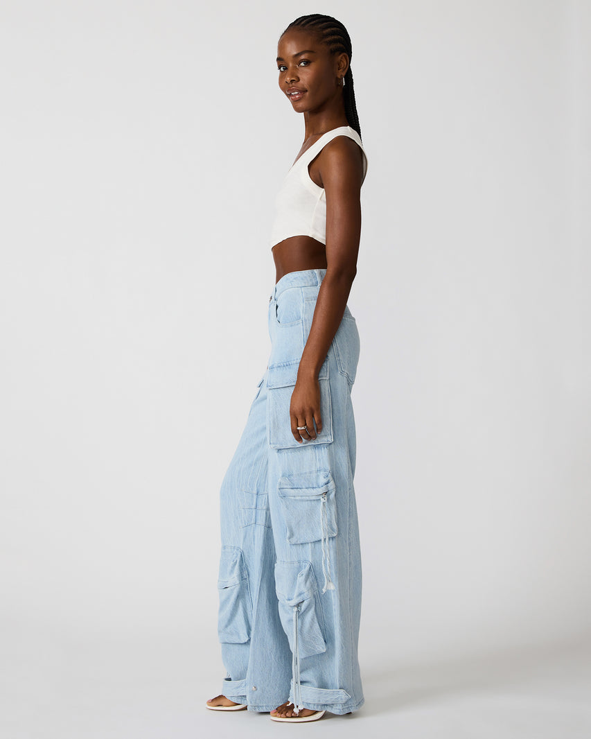 DUO PANT IN LIGHTWEIGHT DENIM BLUE - Clothing - Steve Madden Canada - view 3
