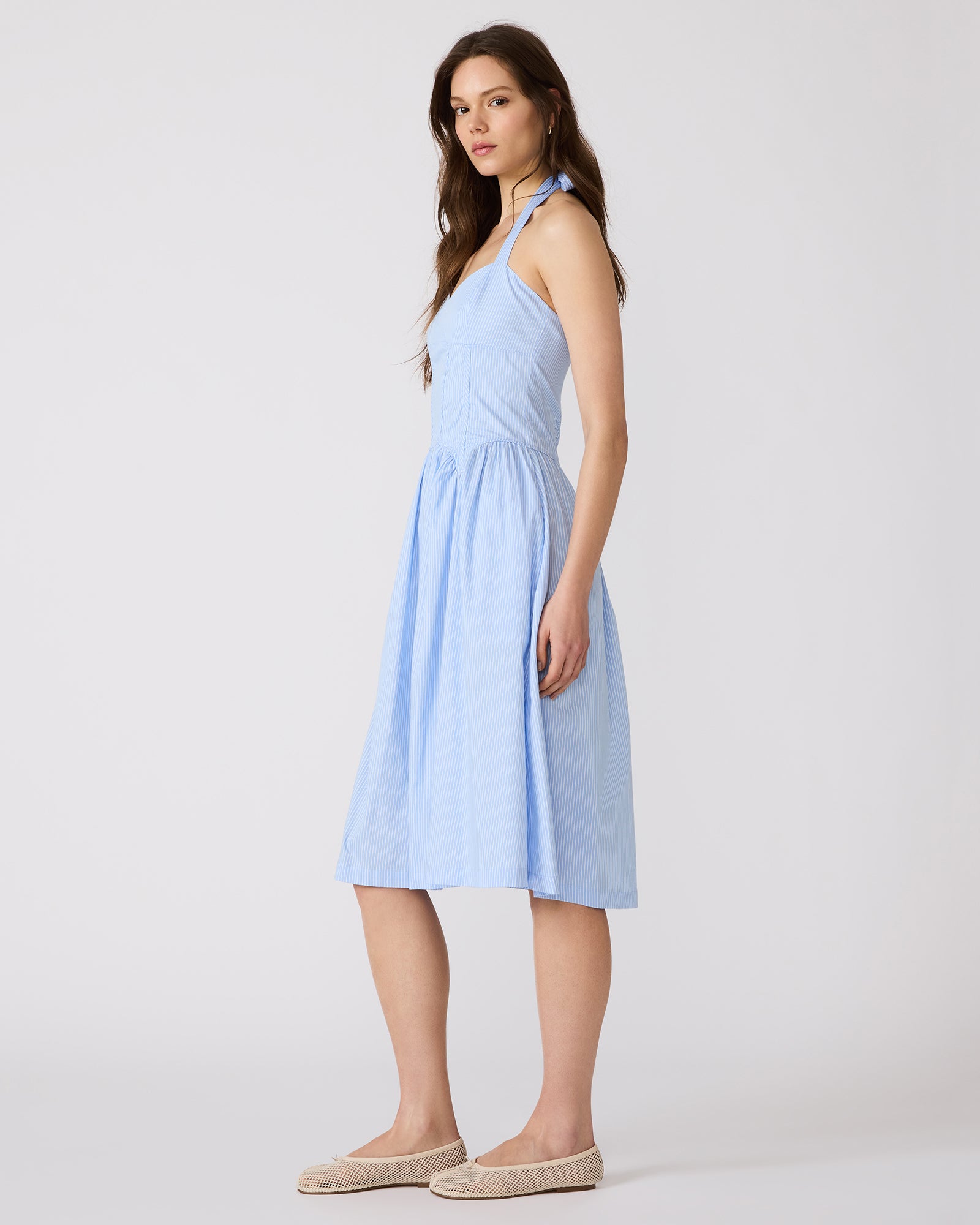 steve madden leigh midi dress LEIGH-ANNE Blue Multi Striped Midi Dress
